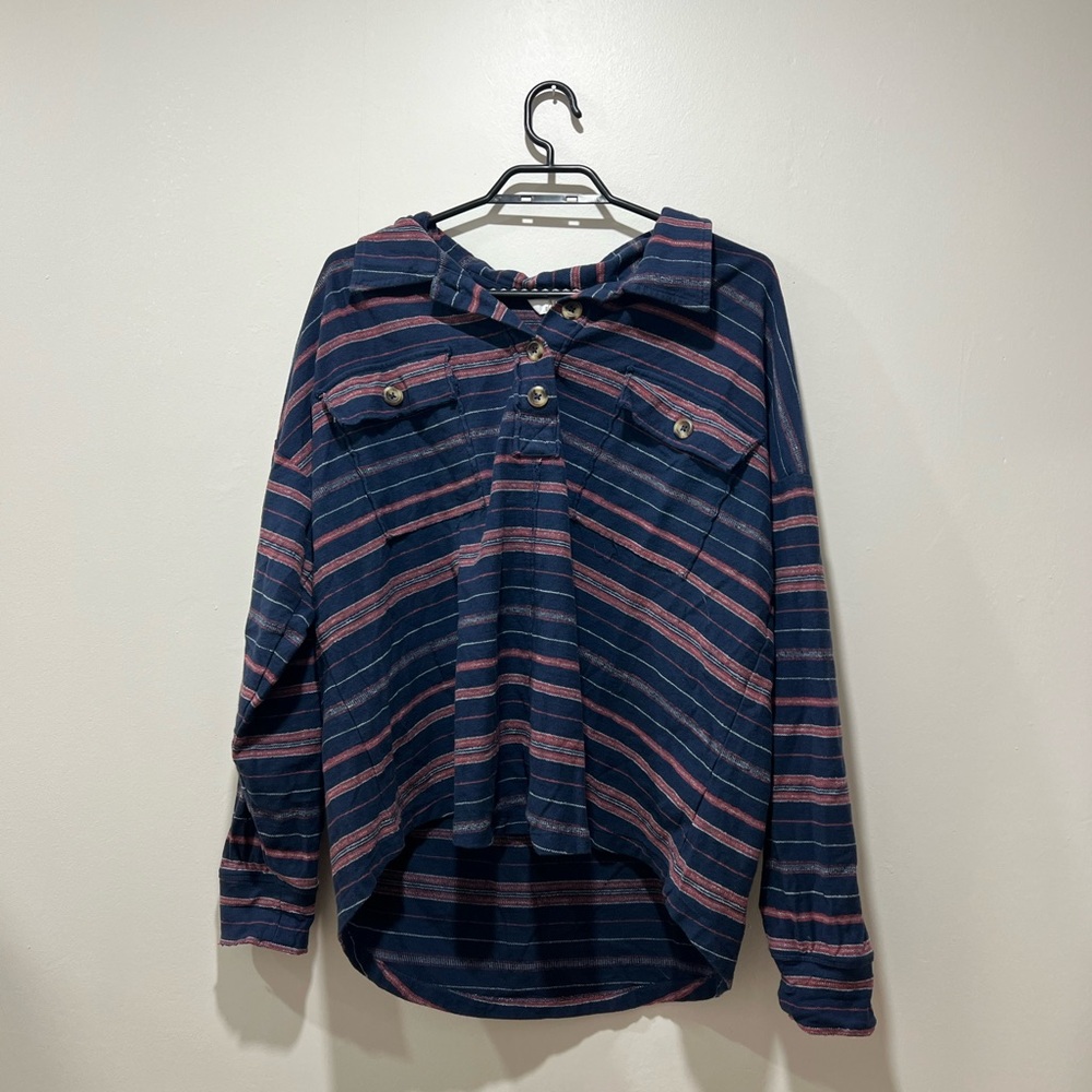 Natural Reflections Navy and Red Striped Shirt